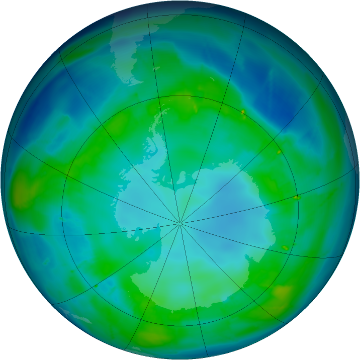 Antarctic ozone map for 28 April 2010